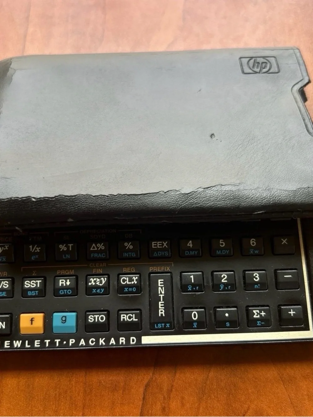 HP Black and Silver Financial Calculator with Protective Sleeve